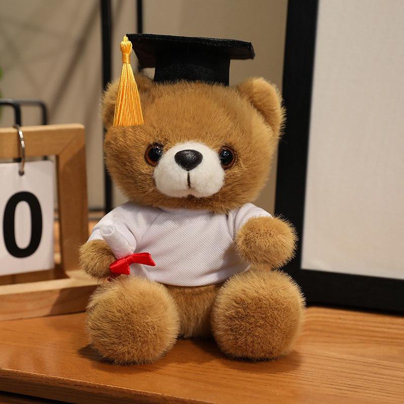Graduation Bear Doll Doctor Hat Bachelor'S Uniform Teddy Bear Plush Toy Bachelor'S Graduation Commemorative Gift Can Be Added Logo