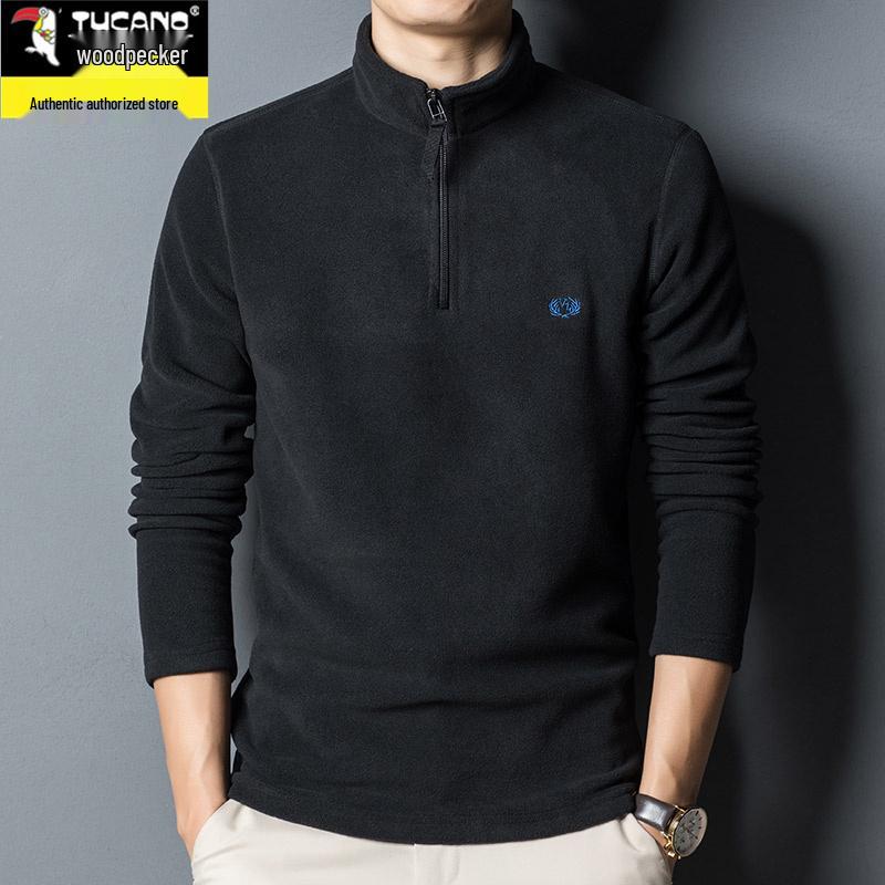 Men's Autumn/Winter Woodpecker Polartec Half-High Collar Zipper Fleece Hoodie