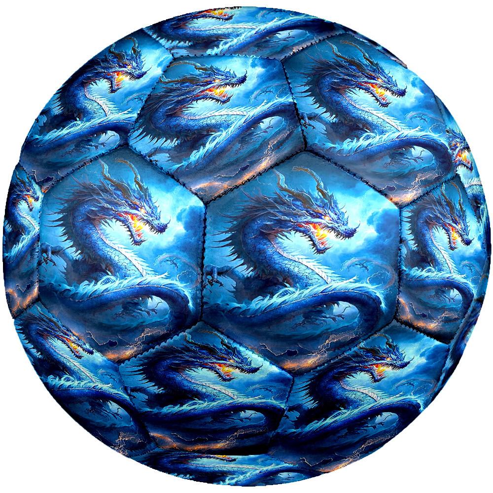 1pc Blue Dragon Fantasy Theme Soccer Ball Football, Size 5, Lightweight PVC, Outdoor Training Soccer Ball,Gift C6543