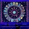 Blacklight Zodiac Astrology Tapestry UV Reactive Star Constellation Glow In The Dark Tapestry Aesthetic Neon Tarot Tapestries