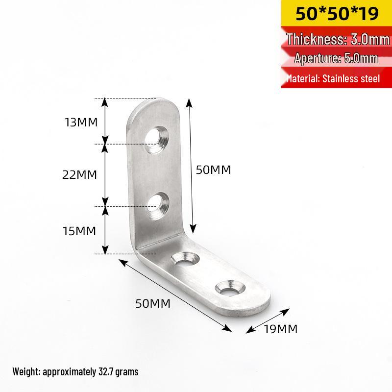 Stainless Steel 90° Right Angle Bracket for Furniture and Shelf Support