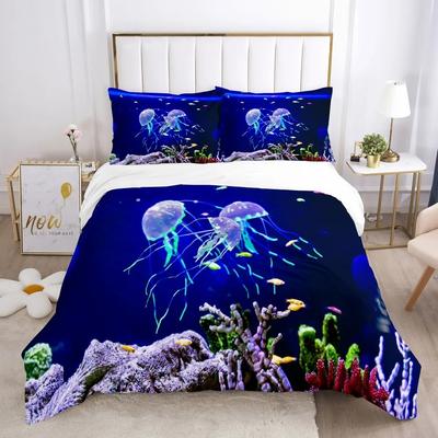 Fantasy Jellyfish Comfortable Duvet Quilt Cover Pillowcase Bedding Set Children Bedroom Decoration Home Textile