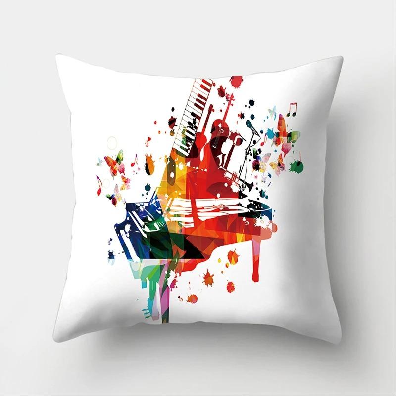 Colorful Graffiti Musical Instrument Print Pillowcase Car Ornaments Office Living Room Home Pillowcase