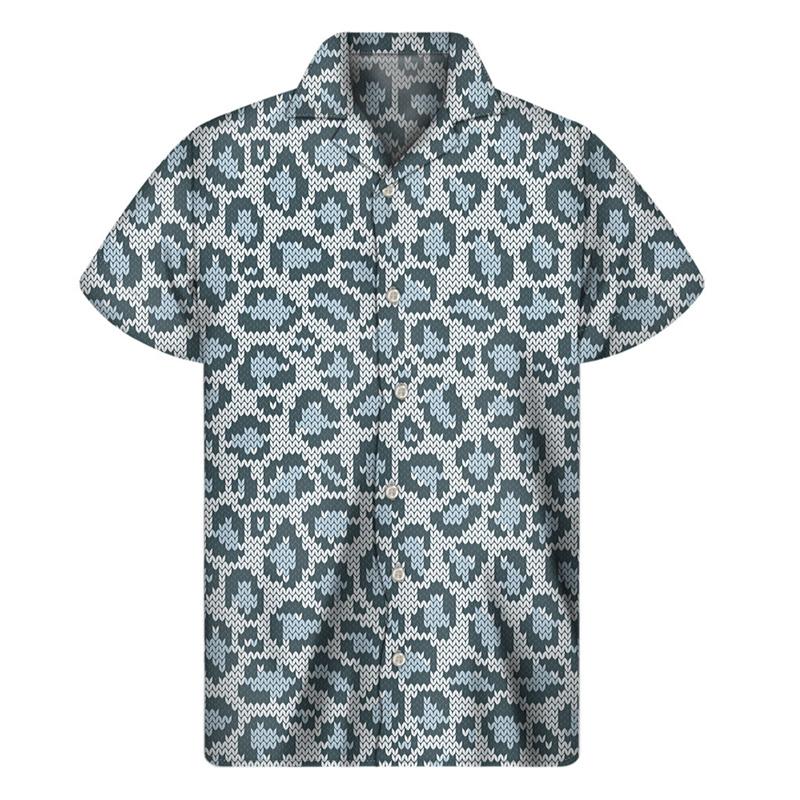 

Men Clothing 3D Print Aloha Beach Button Shirt Summer Short Sleeve Street Tops Lapel Blouse S