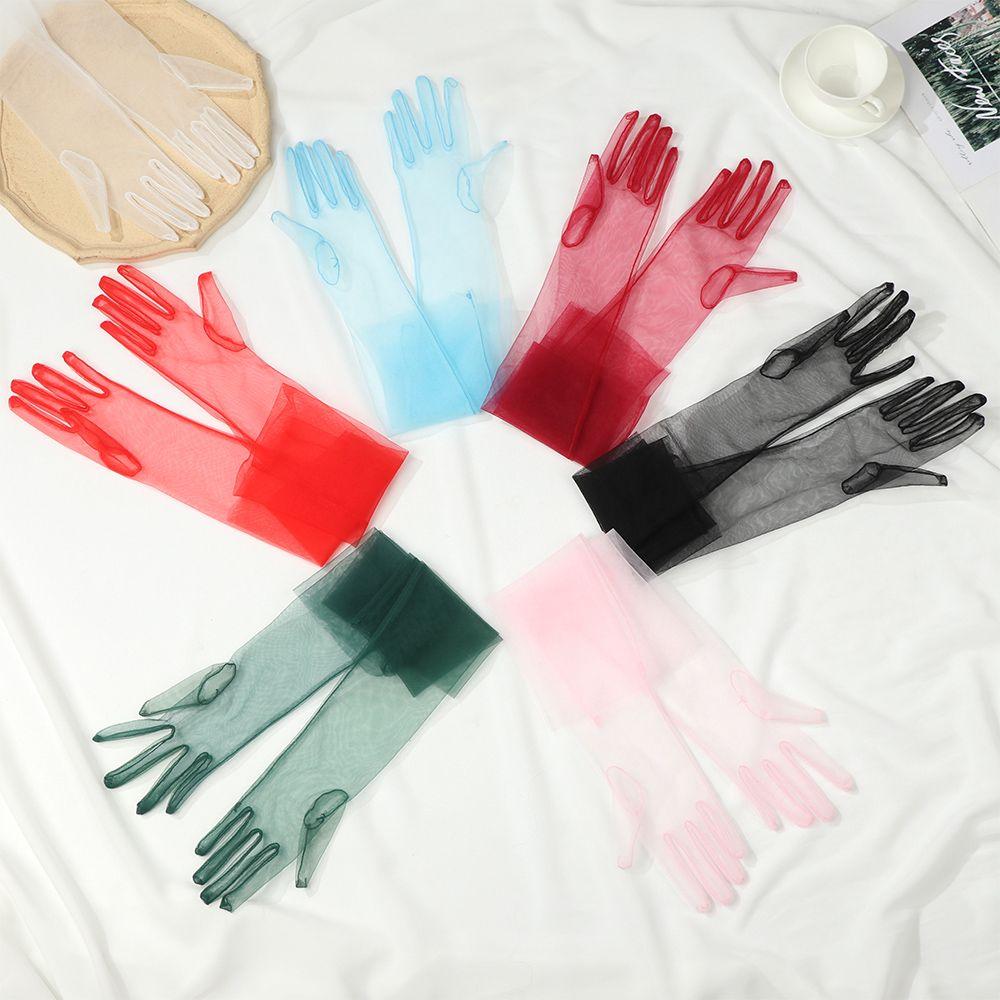 Ultra Thin Evening Prom Decor Wedding Bridal Gloves Bridal Gown Mittens Party Dress Tulle Gloves