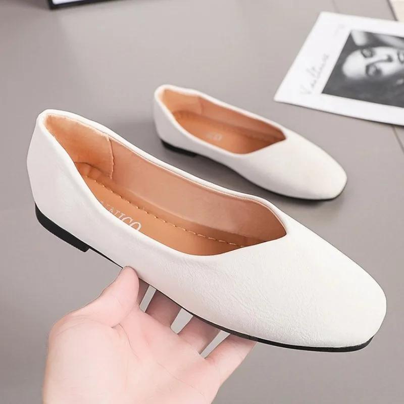 Pointed Toe Soft Sole Large Size Mother Single Shoes for Women Spring and Summer New Roman Style Slip on Fashion Women Shoes