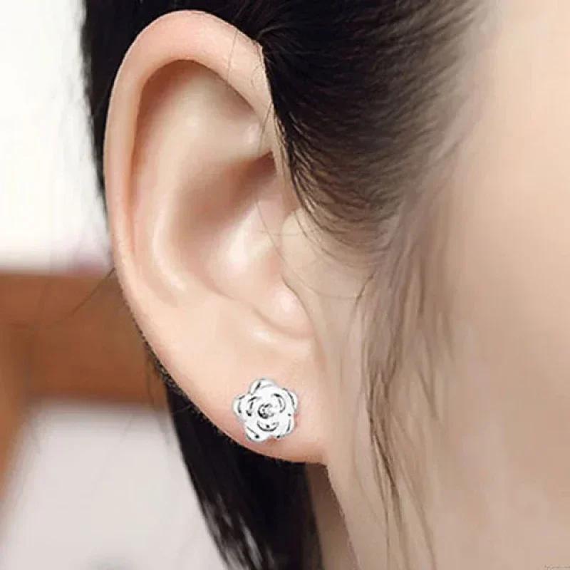 Romantic Flower Earring Women Metal Silver Color Minimalist Earrings for Teens Delicate Gift Fashion Jewelry Gift Trends