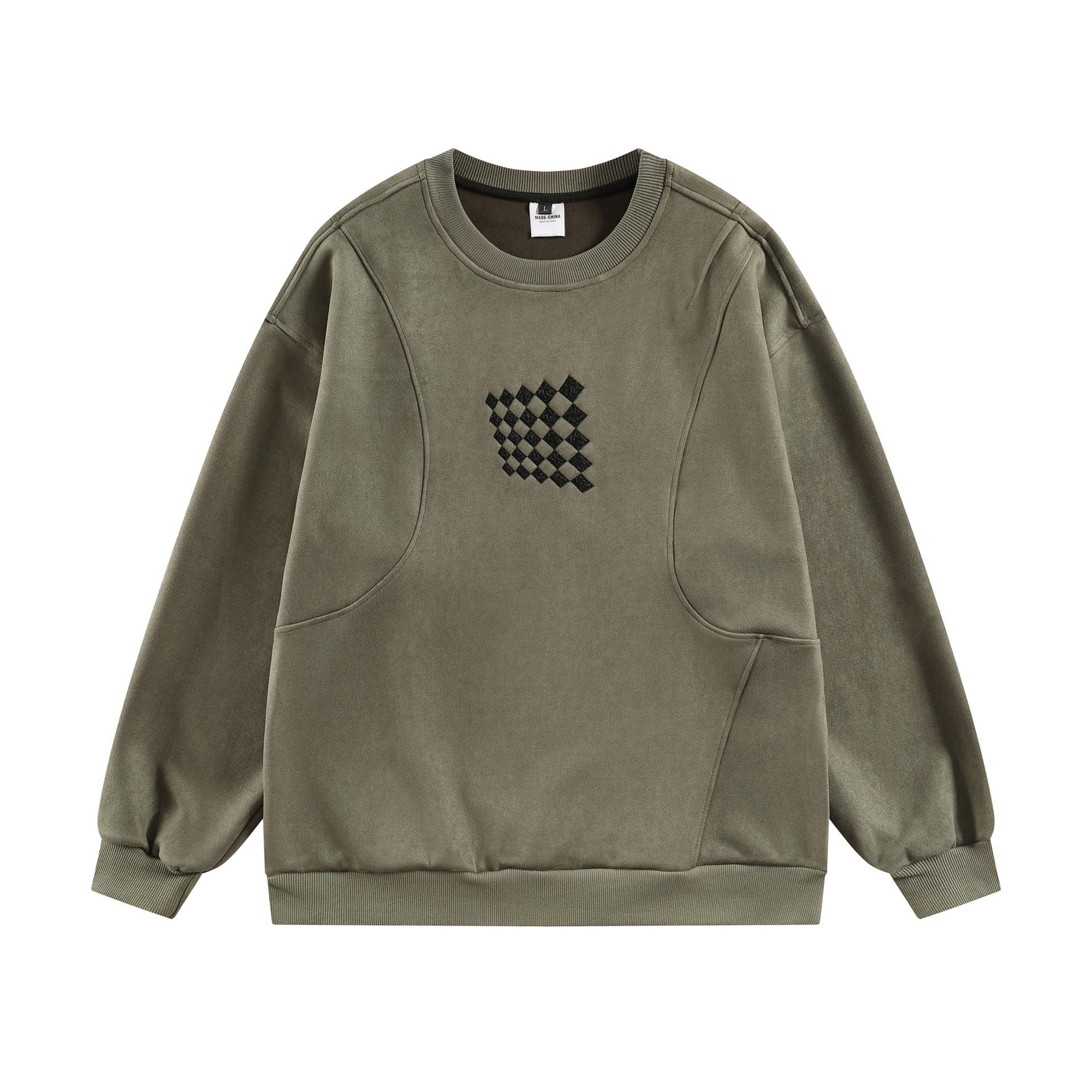 Unisex Retro Patchwork Air Layer Hoodie - Stylish & Trendy Design Medium оливковый
