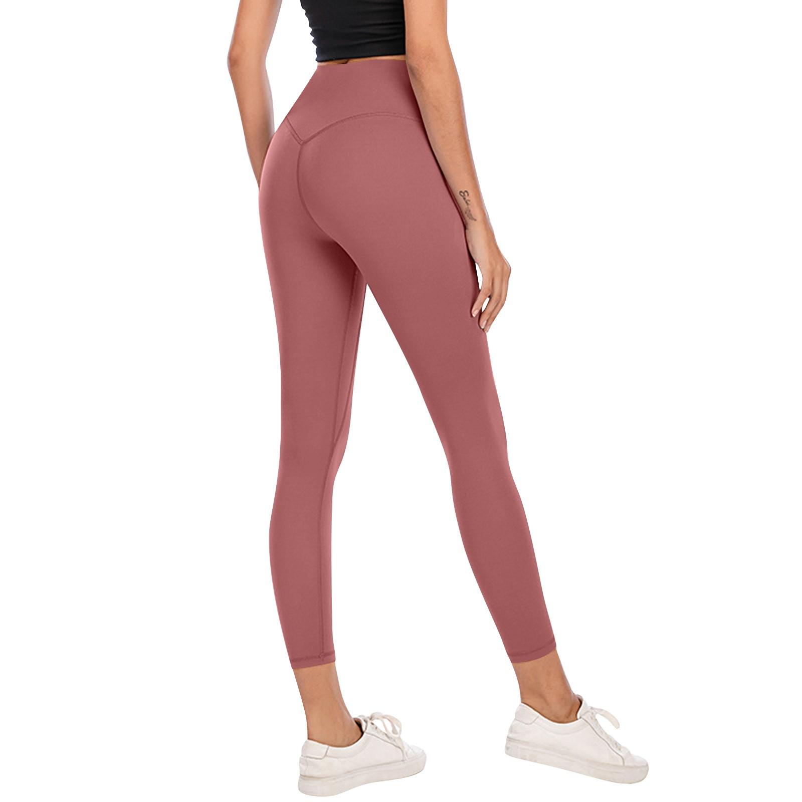 

Одяг для йоги Персиковий Спортивний одяг з ефектом підтягування сідниць Фітнес штани Без незручних ліній Голі Штани для йоги з високою талією XL кавун червоний колір