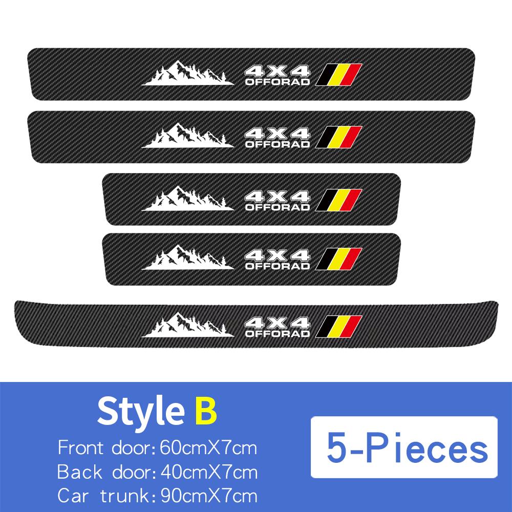 4x4 Car Door Sill Trunk Protector Stickers for Toyota Tacoma TRD 4Runner Tundra Rav4 Highlander Carbon Fibre TRD Offroad Decals