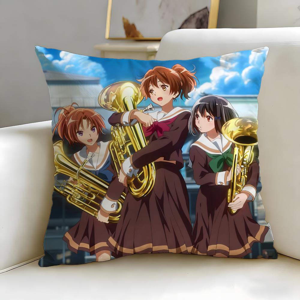 classic anime Hibike Euphonium Cushion Cover Soft  EasyWash Pillow Case  Versatile for Couch Bed Travel and Office 30X30cm