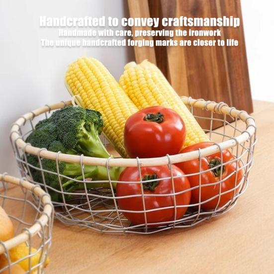 Storage Basket, Stainless Steel Woven Multi-Purpose Organizer, Large Capacity Stackable Fruit Bowl for Kitchen Bathroom Bedroom And More