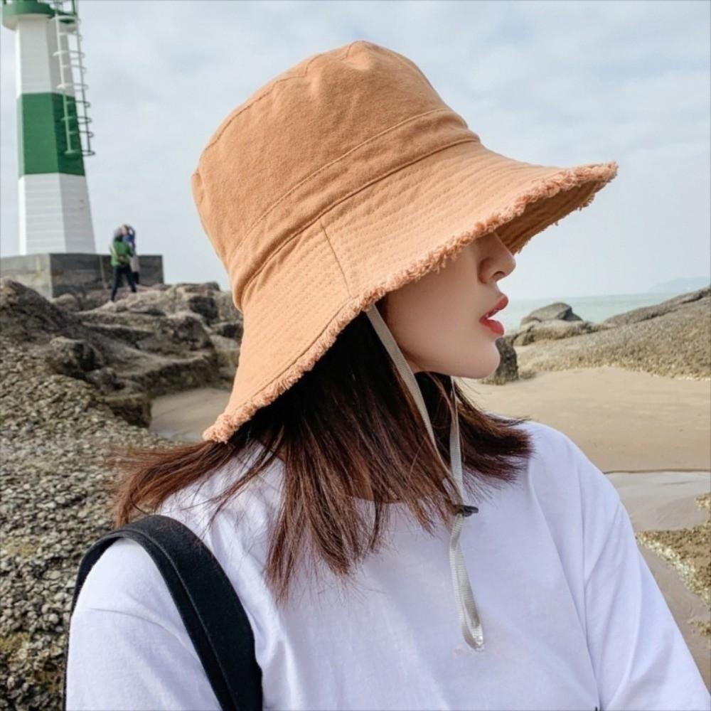 Adjustable Jeans Fisherman Hat Big Brimmed Sunscreen Hat Fashion Denim Bucket Hat  Girls