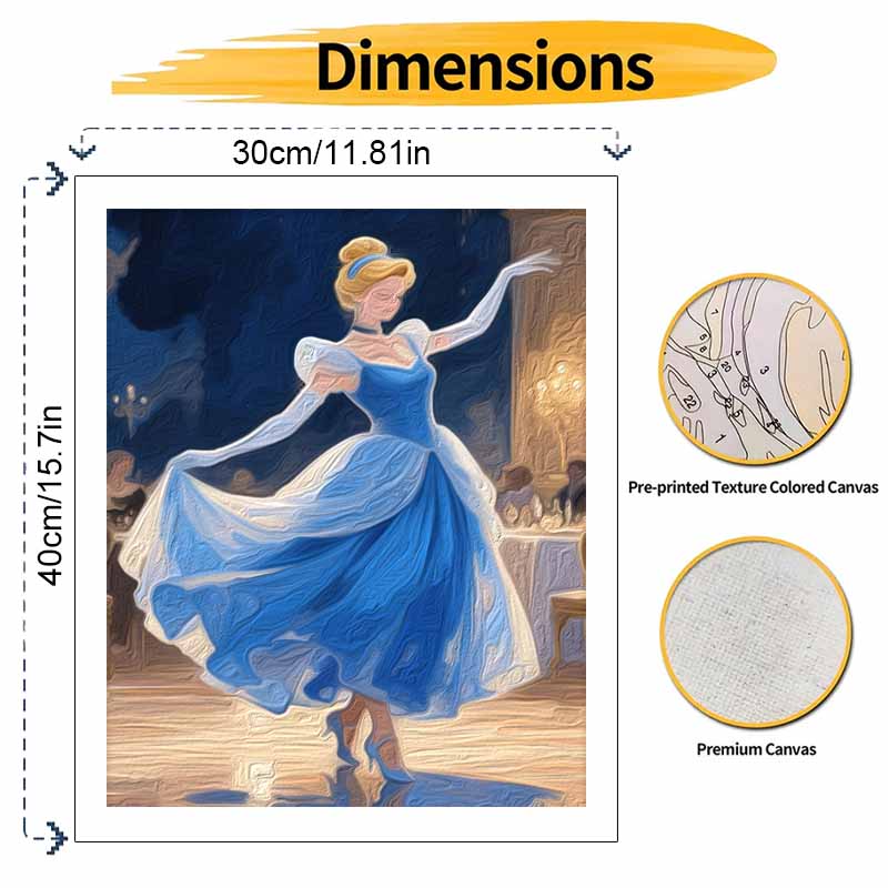 Disney Cinderella Oil Painting Art Set Handmade Diy Gift Home Decoration Ballroom Dance Princess Elegant Design Wall Art Decor
