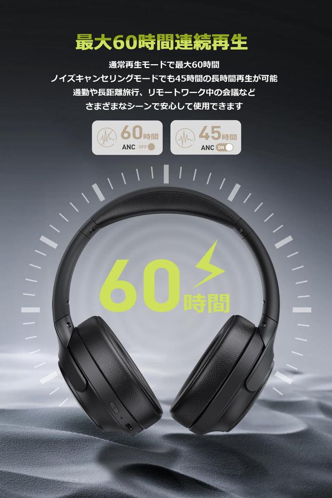 MIATONE Seattle Wireless Hybrid Active Noise Up To Wireless AUX Wired Ambient Sound Capture Deep Headphone Storage Case Up To 60 Hours of 40mm 10mm