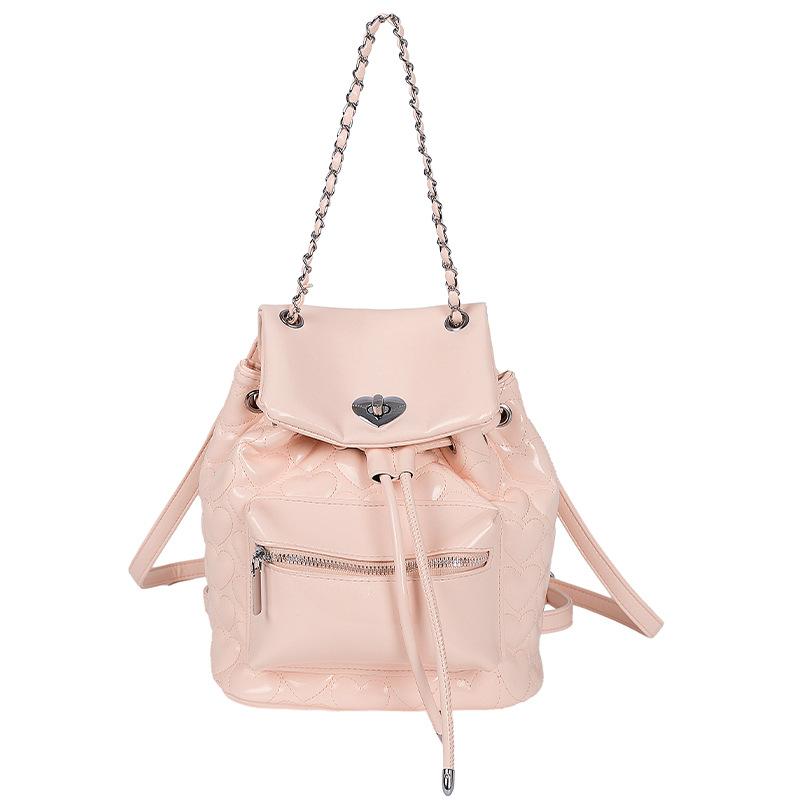 Rhombus bag women's new chain backpack fashion portable bucket bag texture travel backpack