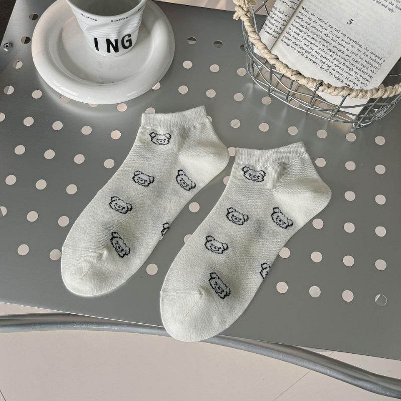 

Summer Thin Socks for Girls, Cute Cartoon Bear with A Shallow Mouth That Doesn t Fall Off, and Summer Student Short Socks 1 pair бежевий