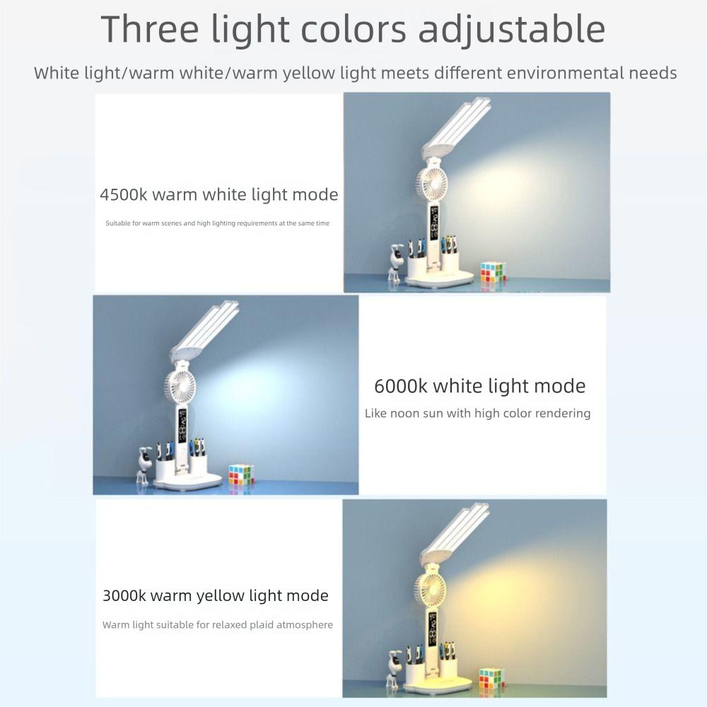 3 Colors Penholder Desk Lamp 4 Heads Tabletop Reading Lamp Convenient Led Bedside Lamp  Learning