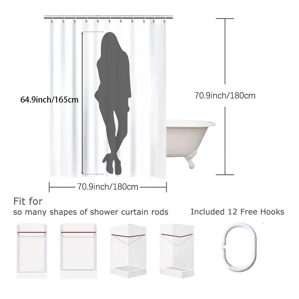 1 Modern Nautical Shower Curtain - Polyester Fabric, White With Red Sailboat And Blue Water Stripes, Machine Washable