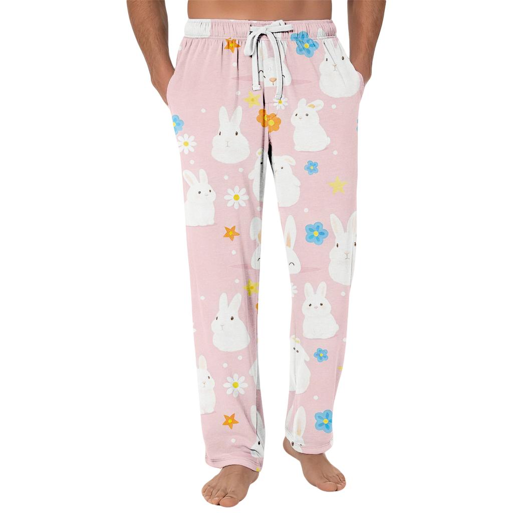 Pantalones de Pijama a Rayas Ropa de Dormir Casual Cordón Cintura Elástica Pantalones Cómodos Rectos Yoga Pantalones Sueltos