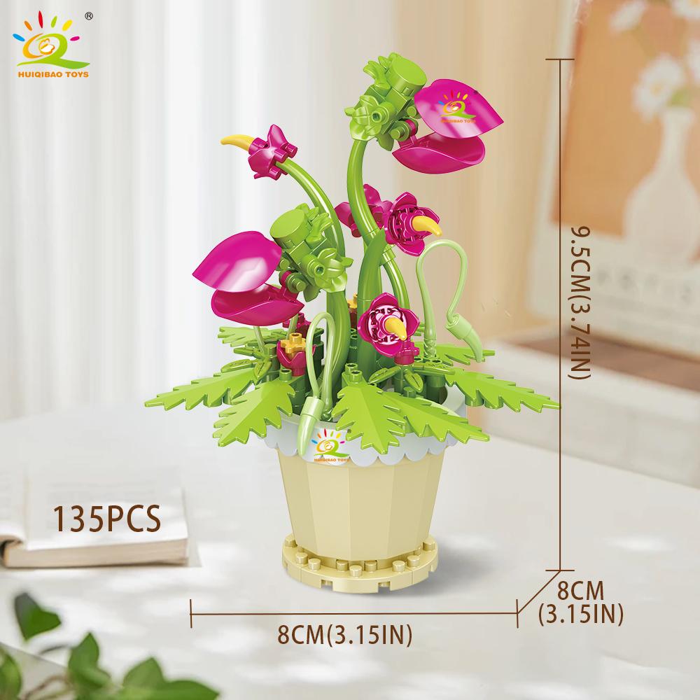 Non-Toxic Moc Eternal Flower With Pot Micro Building Block Diy Sunflower Rose Bouquet Mini Model Brick Toy Home Desk Decoration