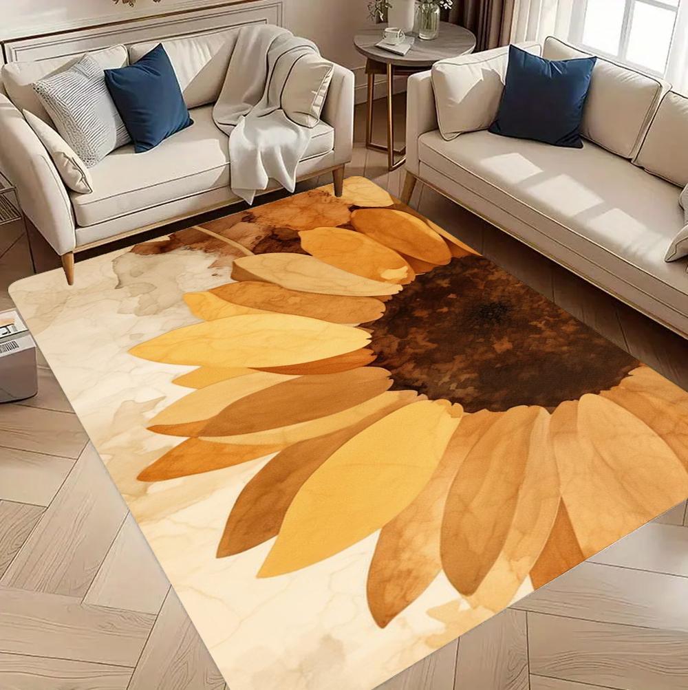 3D Sunflower Carpet Non-slip Floor Mat Bedroom Living Room Large Area Rugs Home Decor Floral Doormat Entrance Mat Tapis Salon