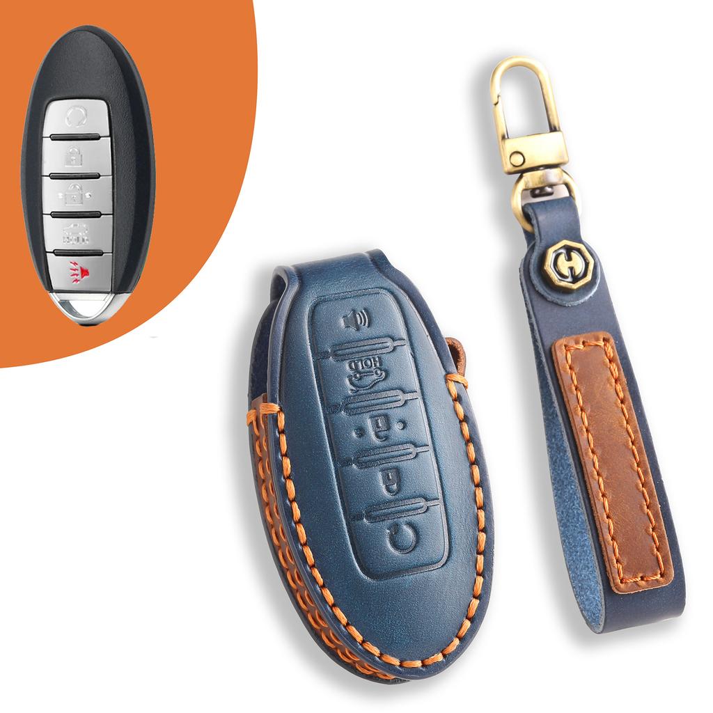 Leather key case Suitable for Nissan Teana Qashqai Jinke car key case Cowhide protective case