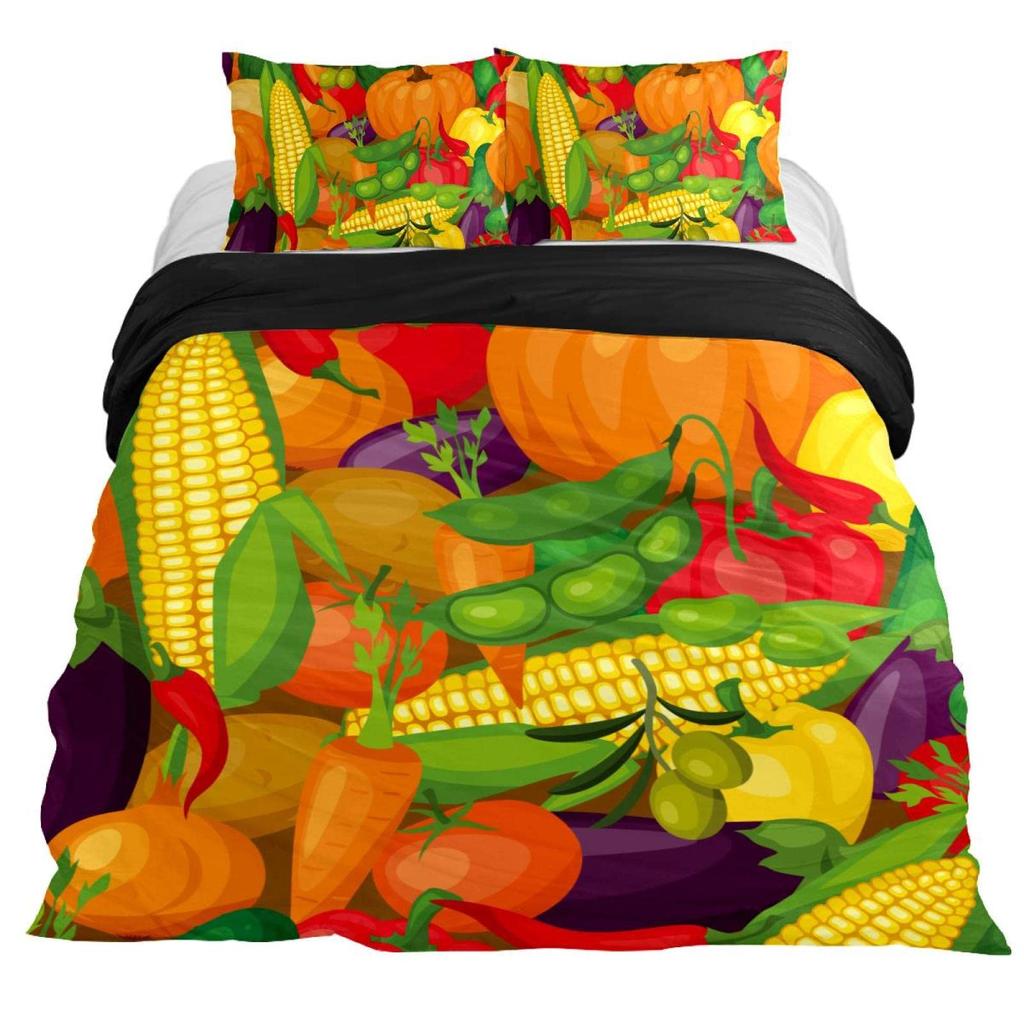 3D Corn Bedding Set 3pcs for Kids Boys Girls Watercolor Corn Pattern Printed Comforter Cover Botanical Polyester Duvet Cover Set