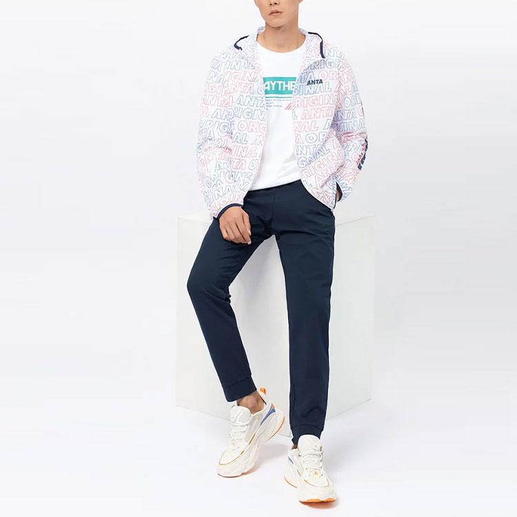 Anta Full Print Casual Sports Hooded Jacket Men Jackets Magnolia-White 152028611-1
