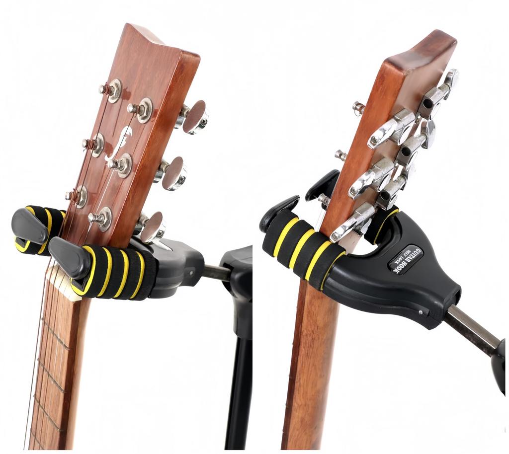 Guitar Thick Guitar Tripod Stand for Various and Ukuleles Gravity-Lock Stand, Height-Adjustable, Foldable, Construction, Anti-Scratch Guitars, Basses,