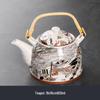 Ceramic Blue and White Teapot with Handle, Large Capacity Retro Herbal Tea Pot, Single Filter, Suitable for Household and Restaurant Use.