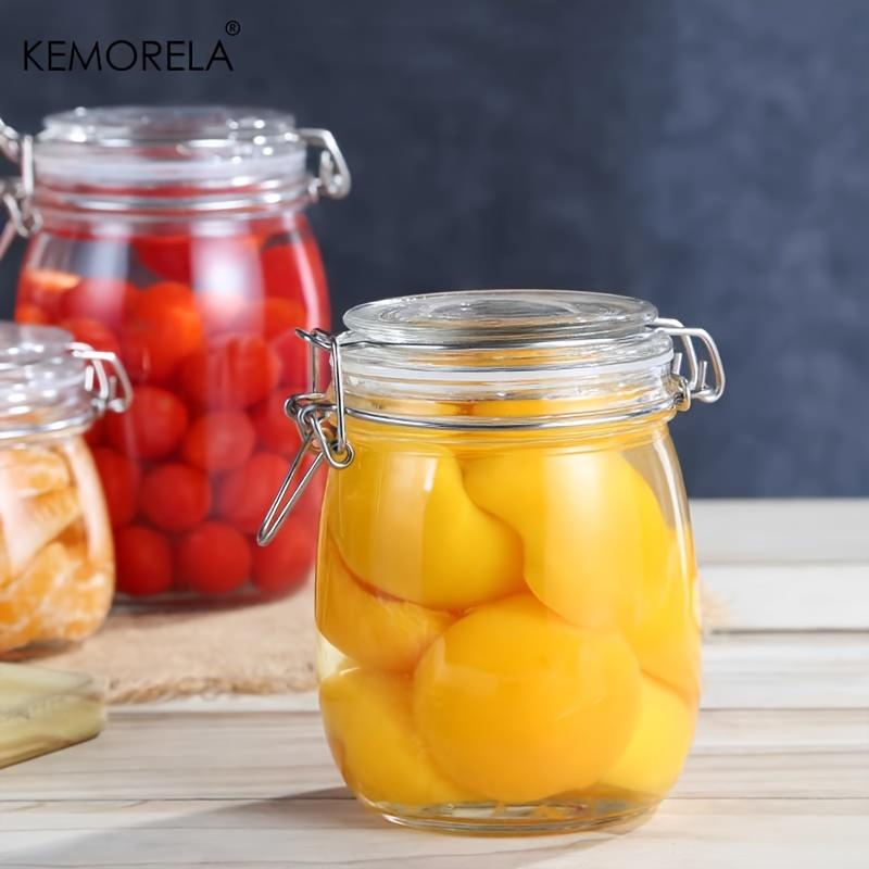 1PCS Borosilicate Glass Storage Jar with Airtight Locking Lid - BPA-Free Dishwasher Safe Ideal for Coffee Beans Fruits Nuts