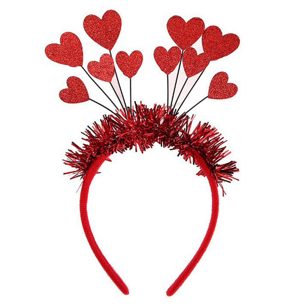 Valentines Day Cute Love Heart Headband Sequins Love Head Bopper Hair Hoop for Party Props Holiday Costume Accessory