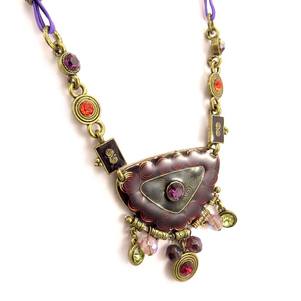 Les Trésors De Lily [D7822] - Pflaumenfarbene 'Mani' Designer-Halskette