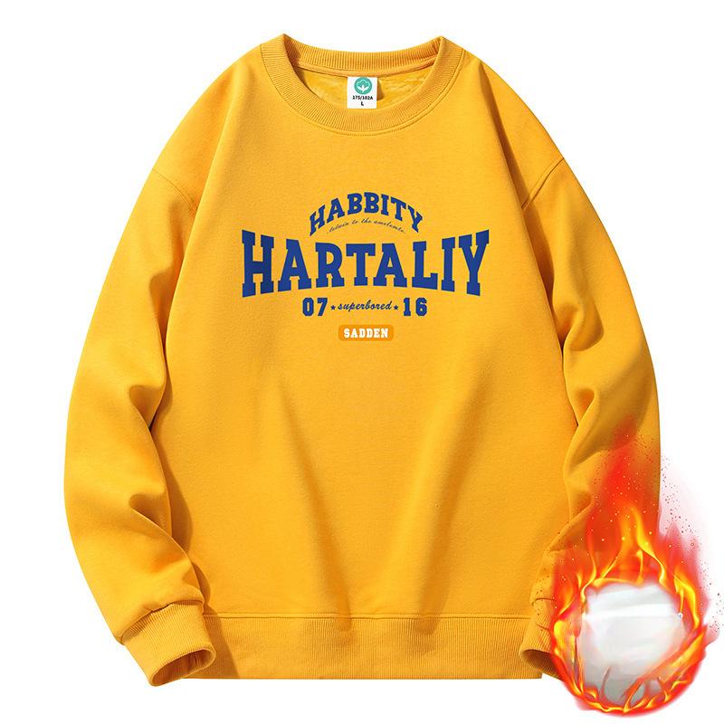 

Свитер с круглым вырезом для студентов, новый бархатный тренд, свободная базовая рубашка, парный повседневный универсальный топ 5XL жёлтый