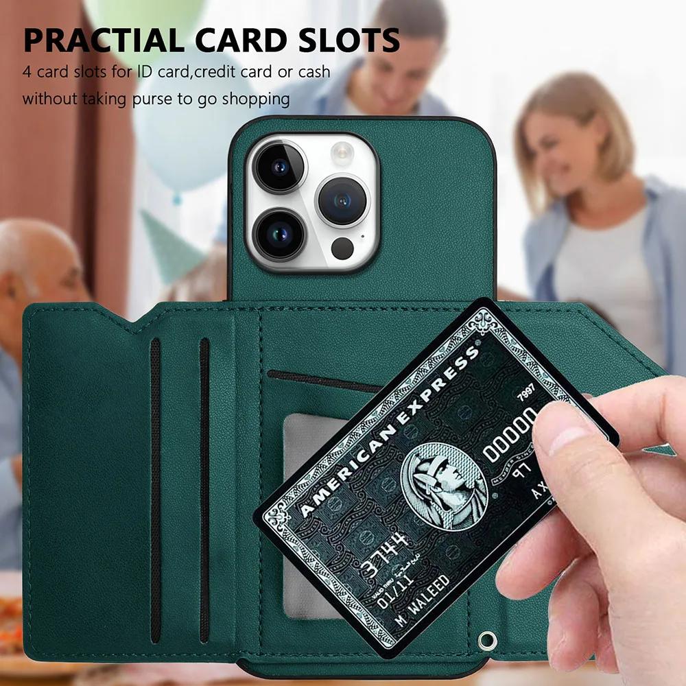 Crossbody Lanyard Necklace Wallet Leather Case For iPhone 16 Pro Max 15 Plus 14 13 12 11 10 XR XS 7 8 Plus SE 2022 SE 2020 Cover