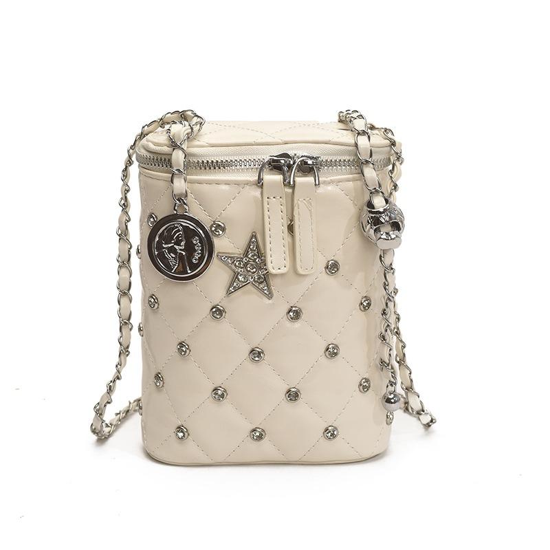 Design bright diamond box bag, new fashionable diamond chain bag, wind temperament crossbody shoulder bag
