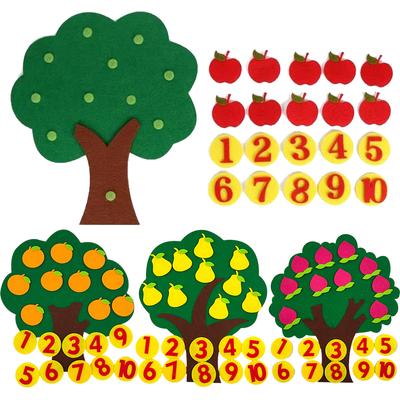 Children Jigsaw Puzzle Felt Non-woven Fruit Tree Digital Montessori Toys Early Childhood Intellectual Education Baby Toys TMZ