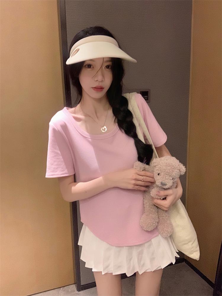 Plus Size Women's Summer Slimming Irregular Short Sleeve T-shirt - Loose, Stylish Belly Covering Top