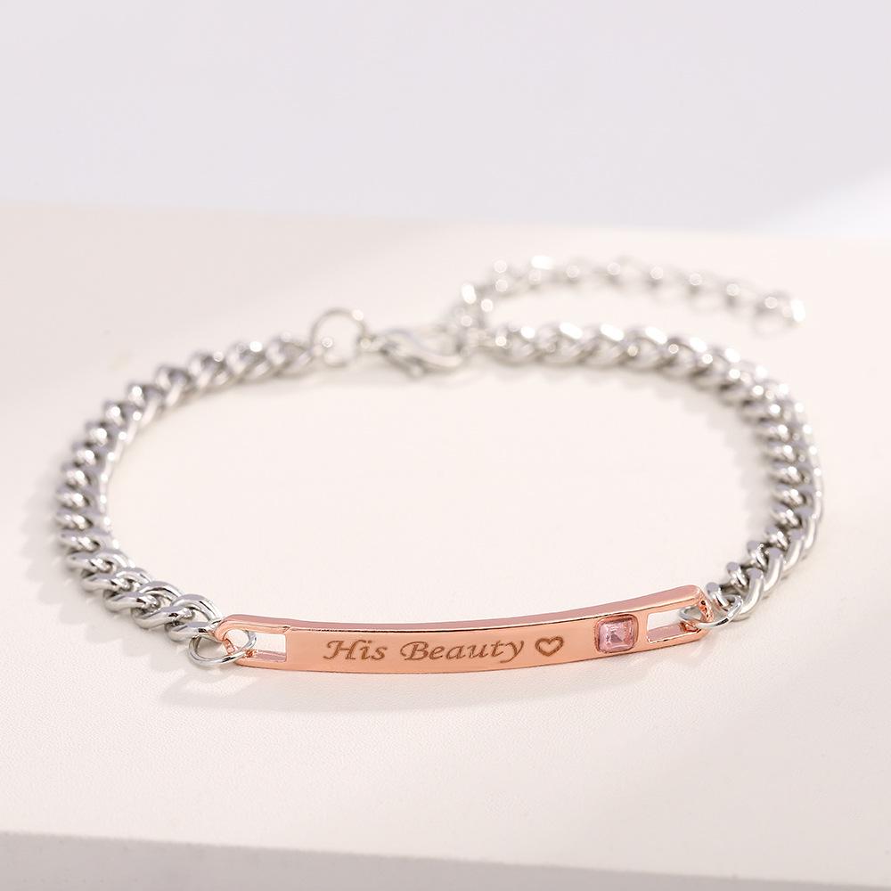 His Beauty & Her Beast Couple Bracelets - King & Queen Diamond-Studded Chains