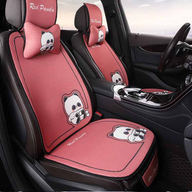 Four-season Models Car Cushion Non-slip Breathable Cartoon Linen Free Car Seat Cushion