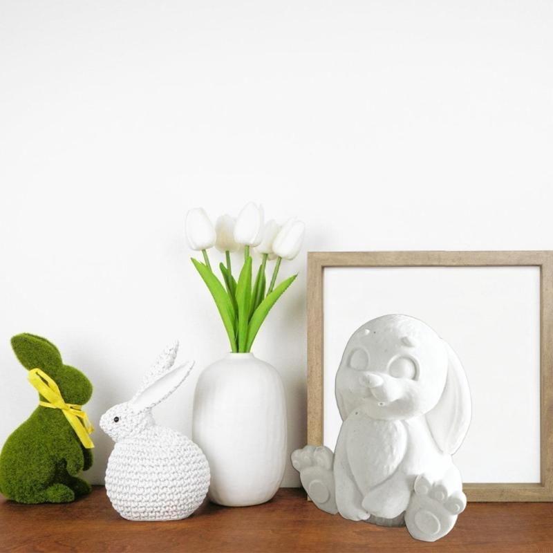 Handmade Rabbits Molds Cartoon Animal Silicone Molds Ornament Plaster Molds X3UC