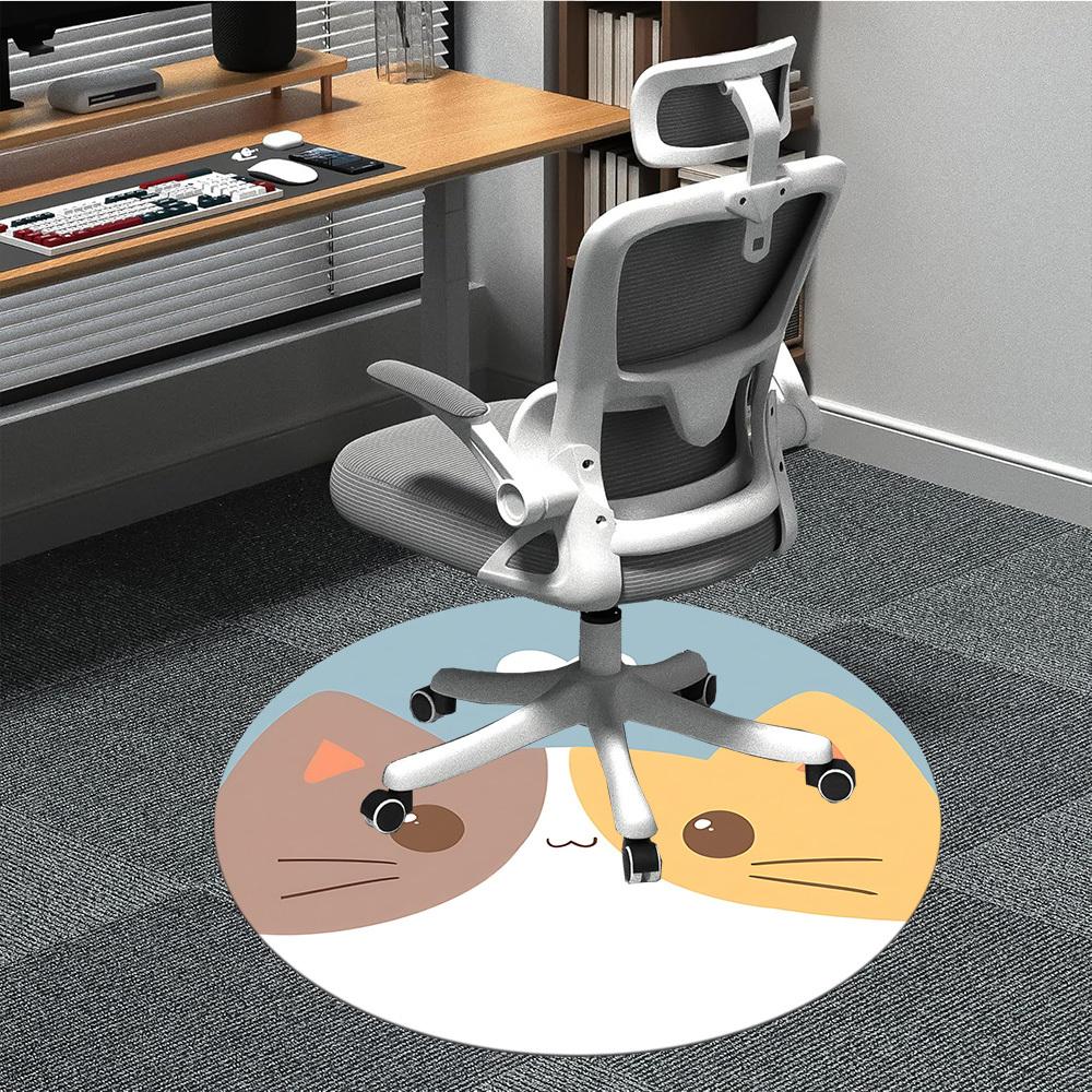 1PC Cat Love Office Round Area Rug, Mat Suitable For Office, Under Office Chairs Bedroom Living Room Home Decor, Room Deco