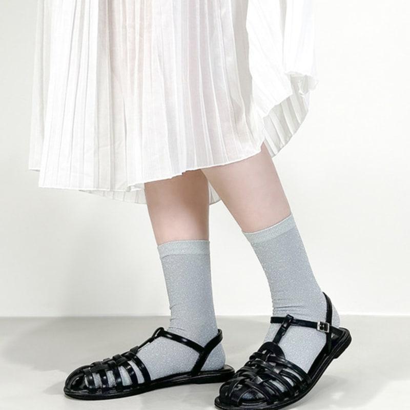 YELLOWSOCKS GLITTER SOCKS SILVER SKY