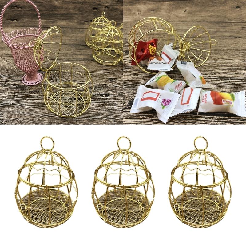 Hohler Vogelkäfig Eisen Süßigkeitenbox Set (Packung mit 6) Vielseitige Aufbewahrungslösung Goldene Aufbewahrungs-Geschenkboxen Elegante Dekoration