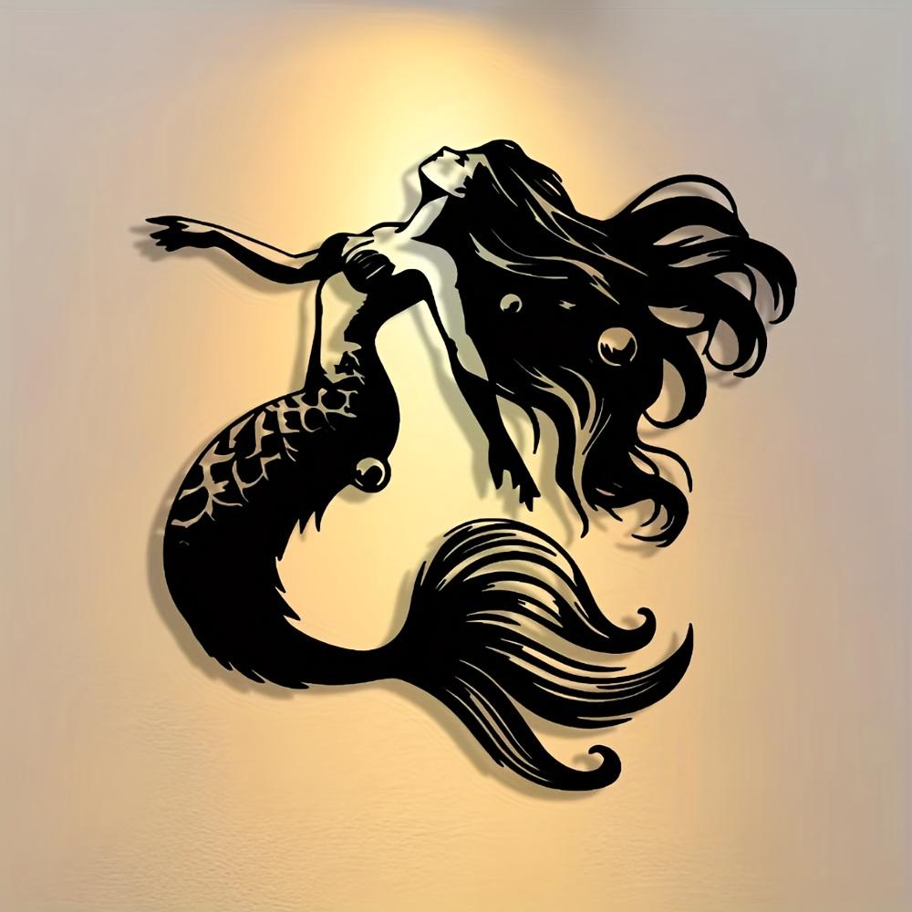 Elegant Mermaid Metal Wall Art Abstract Iron Sign for Halloween Christmas Home Office Cafe Bar Farmhouse Room Decor Housewarming Gift