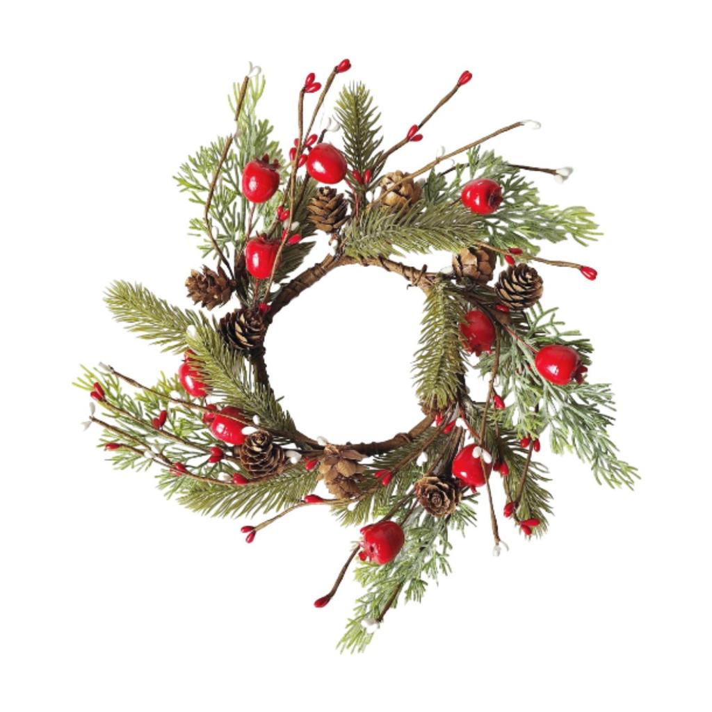 Christmas Candle Ring Wreath Cabinet Wreath for Window Wall Decor Wedding