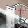 4-mode Multi-angle Rotating Kitchen Faucet Hot and Cold Water Multi-function Sink Splash-proof Stainless Steel Faucet