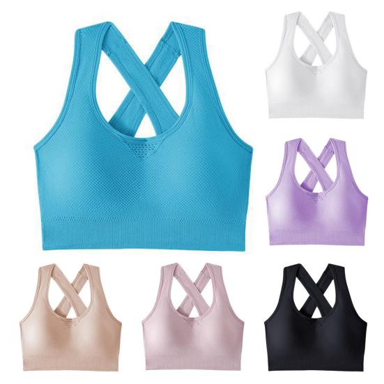 Women Vest Bra Anti-snagging Shockproof Sport Jogging Underwear Hollow Back Detachable Pads Quick Heat