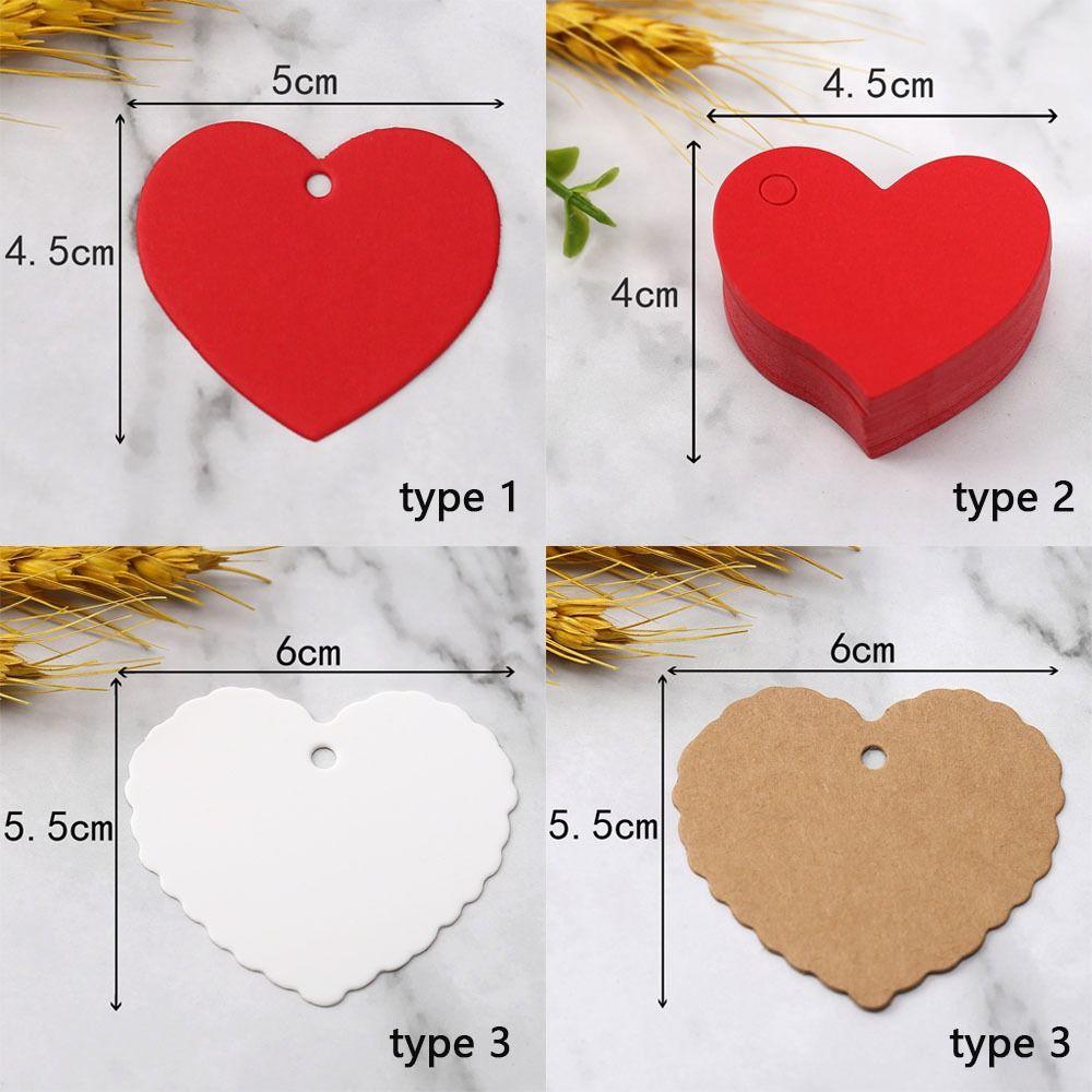 100pcs Heart Shaped Cards Blank Cards Label Kraft Paper Hanging Decoration Hand Gift Hanging Tag DIY Crafts